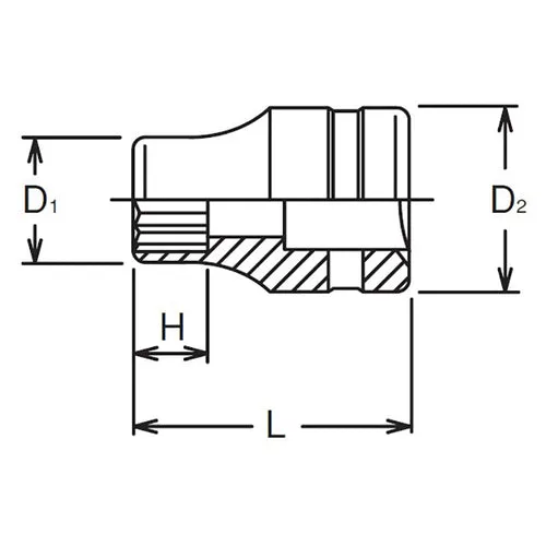 1/2 Sq. Dr. Socket  14mm 12 point Length 37mm