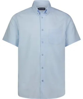 American Heritage Sky Blue Seer Sucker Stretch Button Down Short Sleeve Shirt