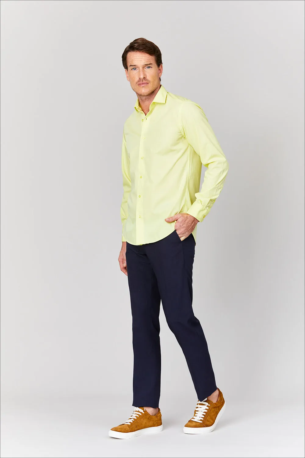 basic yellow cotton muslin shirt