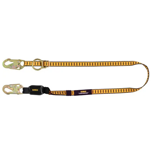 DEWALT 6 Ft. Lanyard -  Single -  External Absorber -  Tie-Back to D-Ring -  Adjustable -  Steel Snap Hooks Both Ends