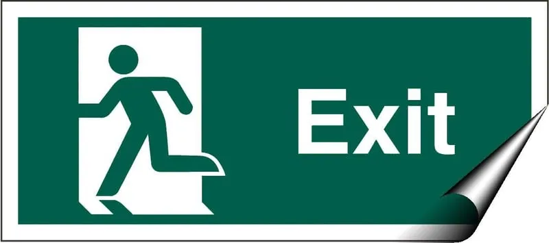 Exit Sign Man on Left - 300 x 150Hmm - Self Adhesive Vinyl - [AS-SA51L-SAV]