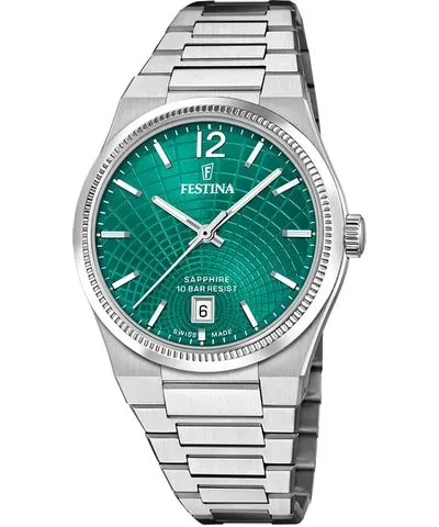Festina Swiss Made RivÃ© Quartz (35mm) Green Dial / Watch