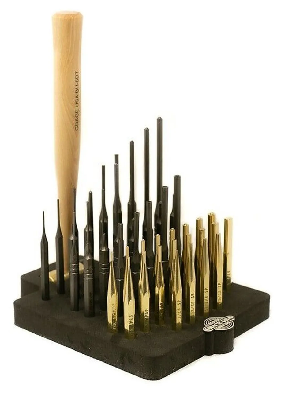 Grace Master Gunsmith Punch Set w BH-8DT Hammer Brass Roll Pin GPHC-53 USA Made