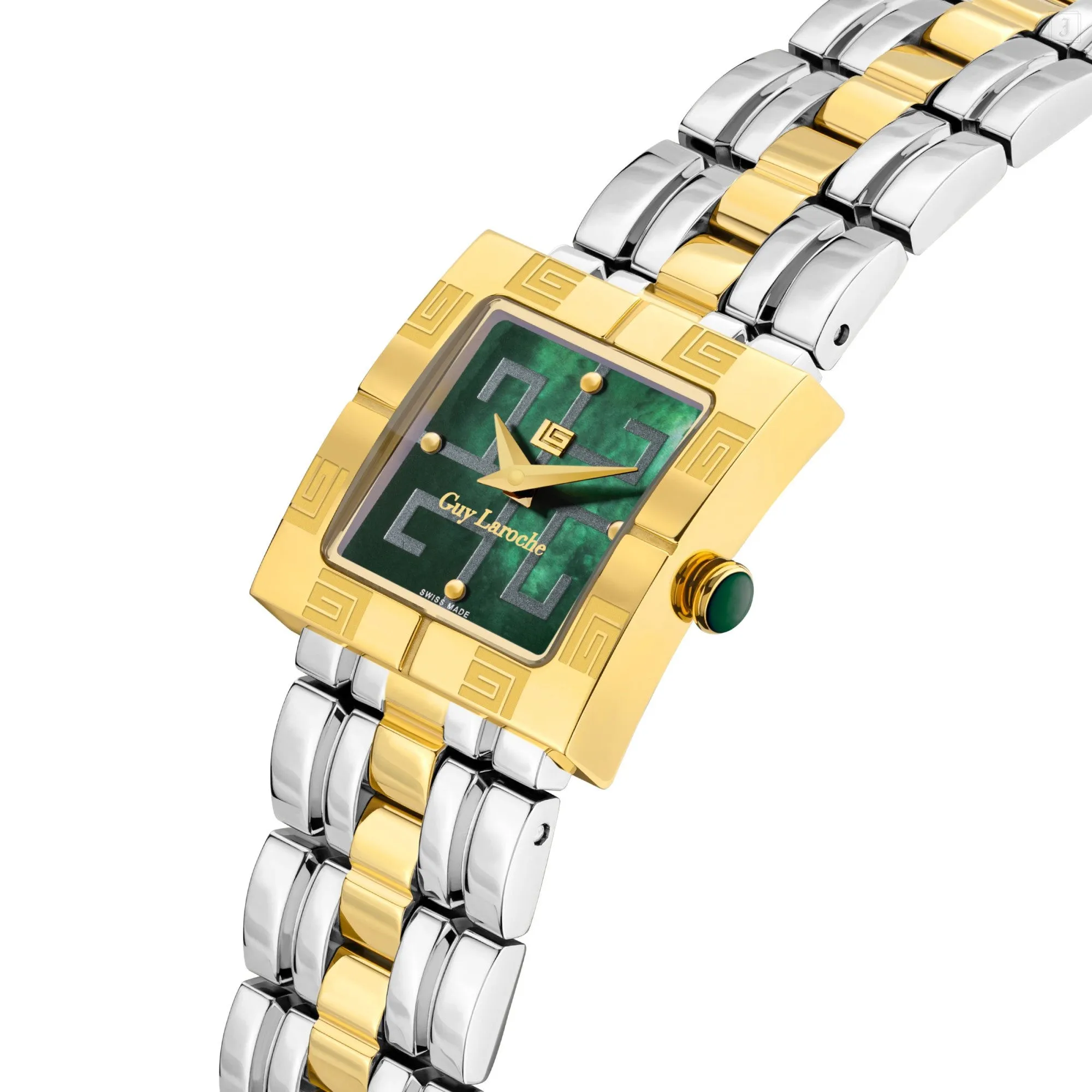 Guy Laroche Camille Ladies Green MOP Dial Stainless Steel Gold Plated Watch