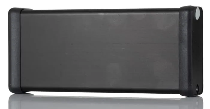 Hammond 1455 Series Black Aluminium Enclosure, IP54, Flanged, Black Lid, 120 x 54 x 23mm