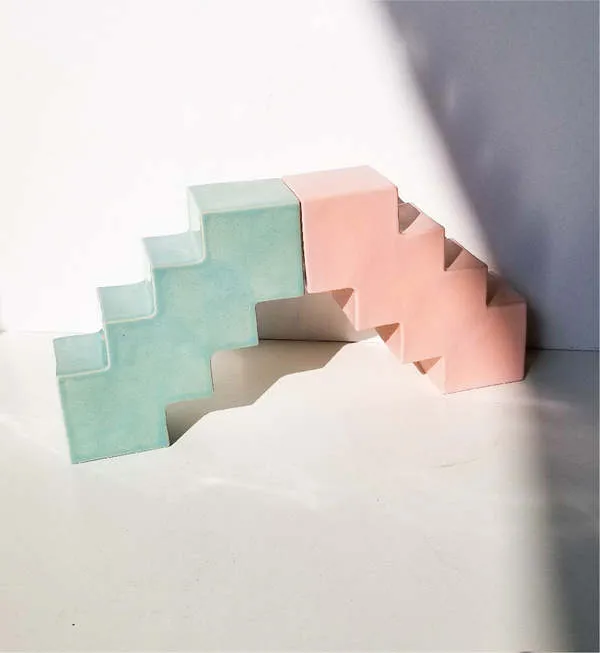 Hey Hsian Ceramic Object Duo Zig & Zag - Mint/Blush