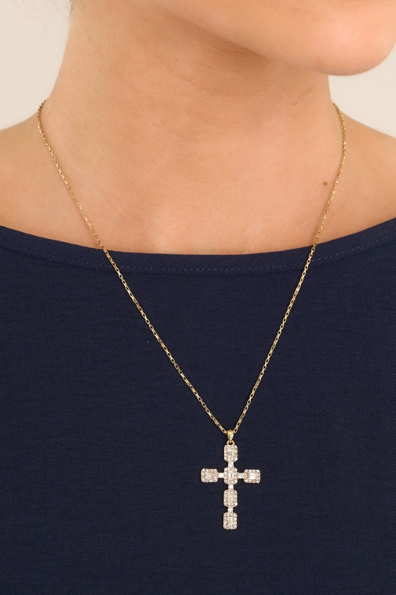 Holy Journey Gold Rhinestone Necklace
