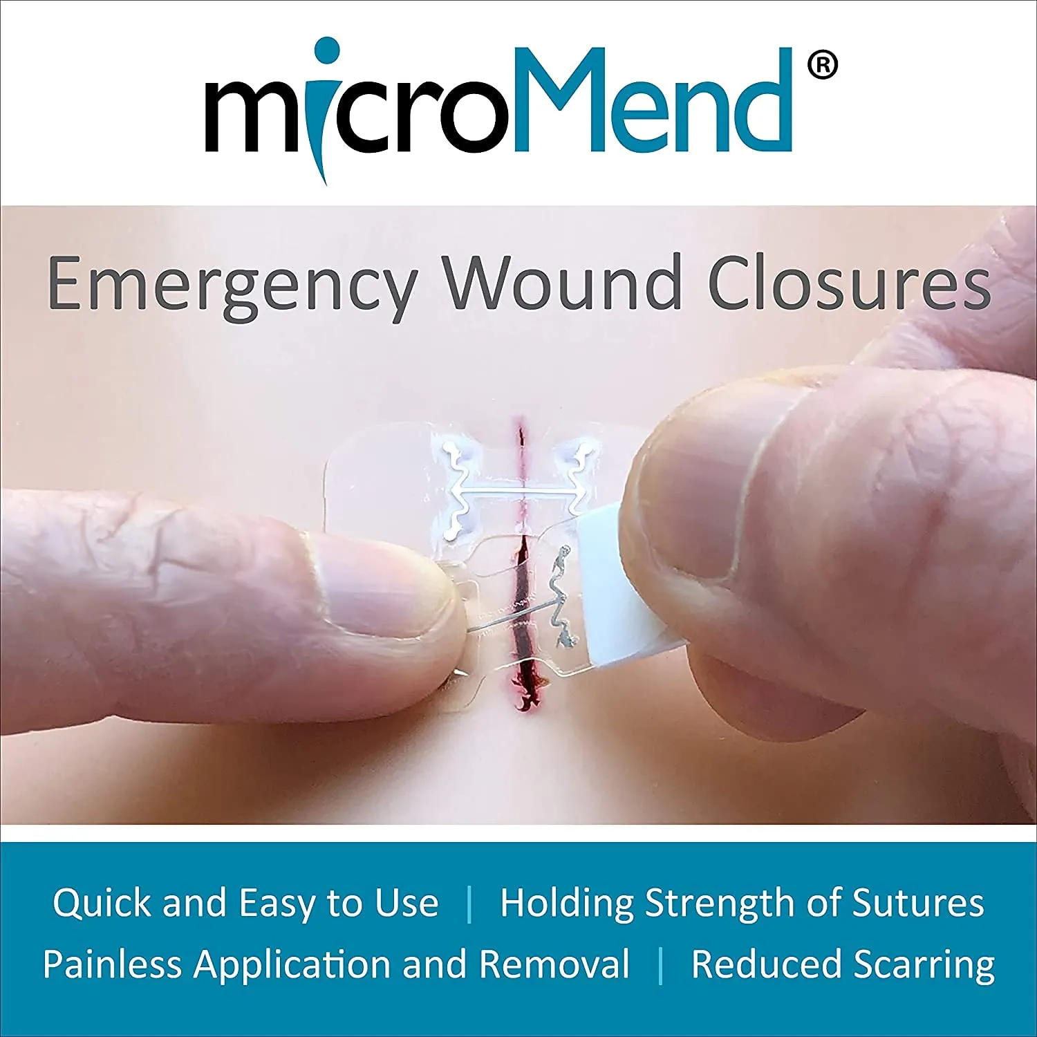 microMend Emergency Wound Closures Surgical Quality Laceration Repair Without Stitches - Think Ahead - Be Prepared- (Kit - 2 mic