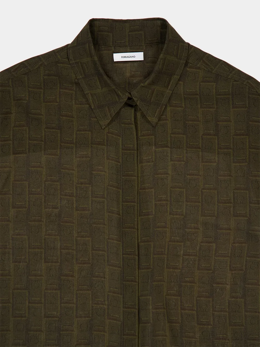Olive Green Ferragamo Monogram Shirt