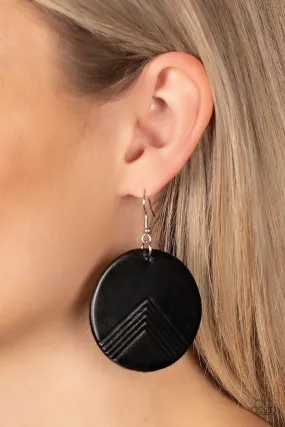 On the Edge of Edgy - Black ~ Paparazzi Earrings