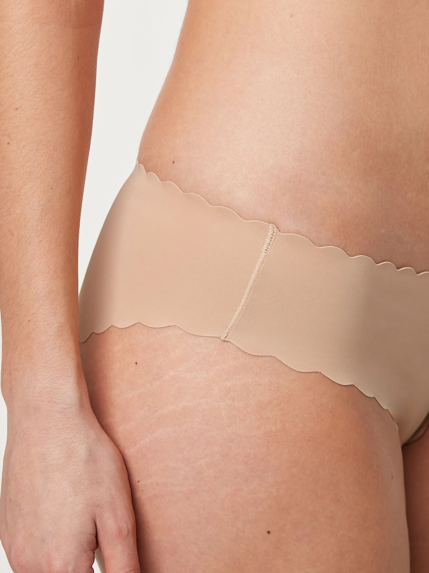 Pastel Rose Nude Brazilian No VPL Scallop Edge Knickers