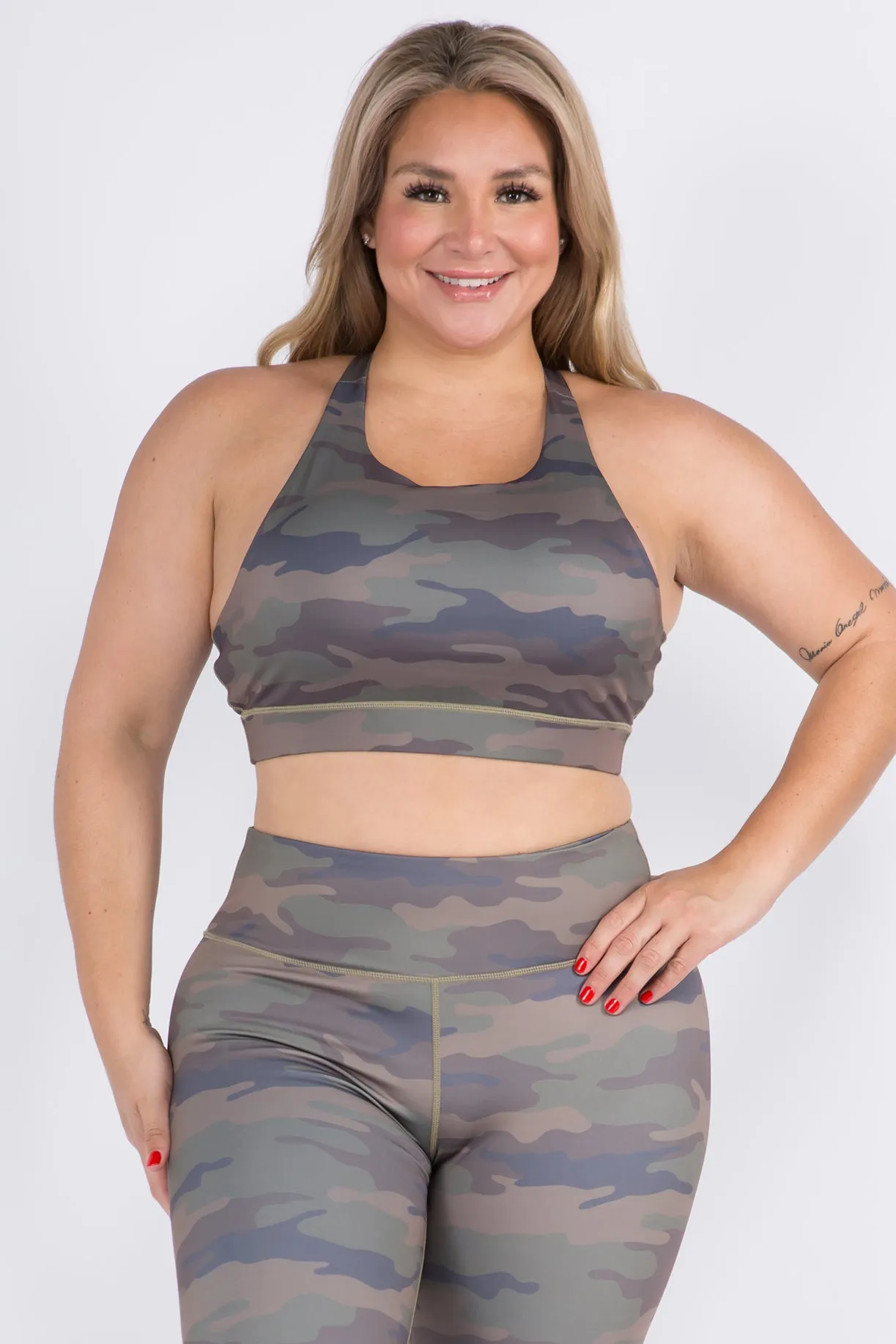 Plus Size High Ranks Active Camouflage Sports Bra  XL