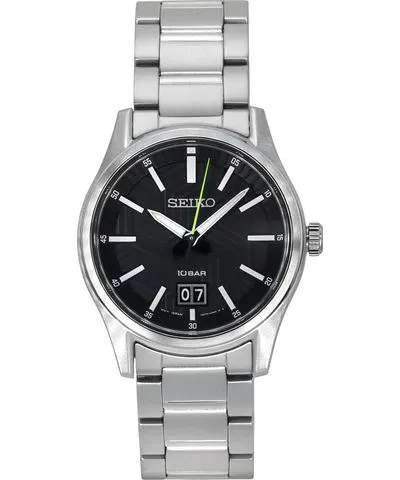 Seiko Analog Stainless Steel Black Dial Quartz SUR535P1 100M Men's Watch