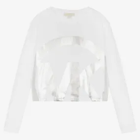 Teen Girls White Logo Crop Top