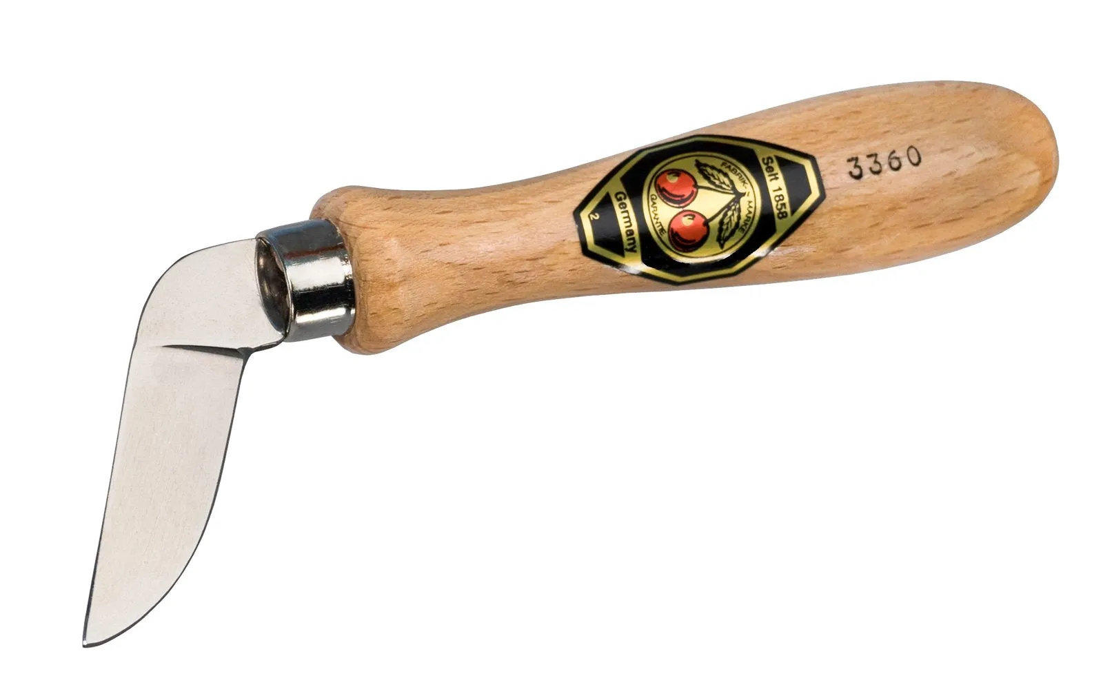Two Cherries Chip Carving Knife ~ Bent Aside, Curved Edge