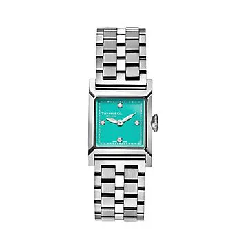Union Square 20 mm Watch in Steel with Diamonds & a Tiffany Blue® Dial 