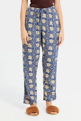 Women Navy Printed Pyjama Bottom